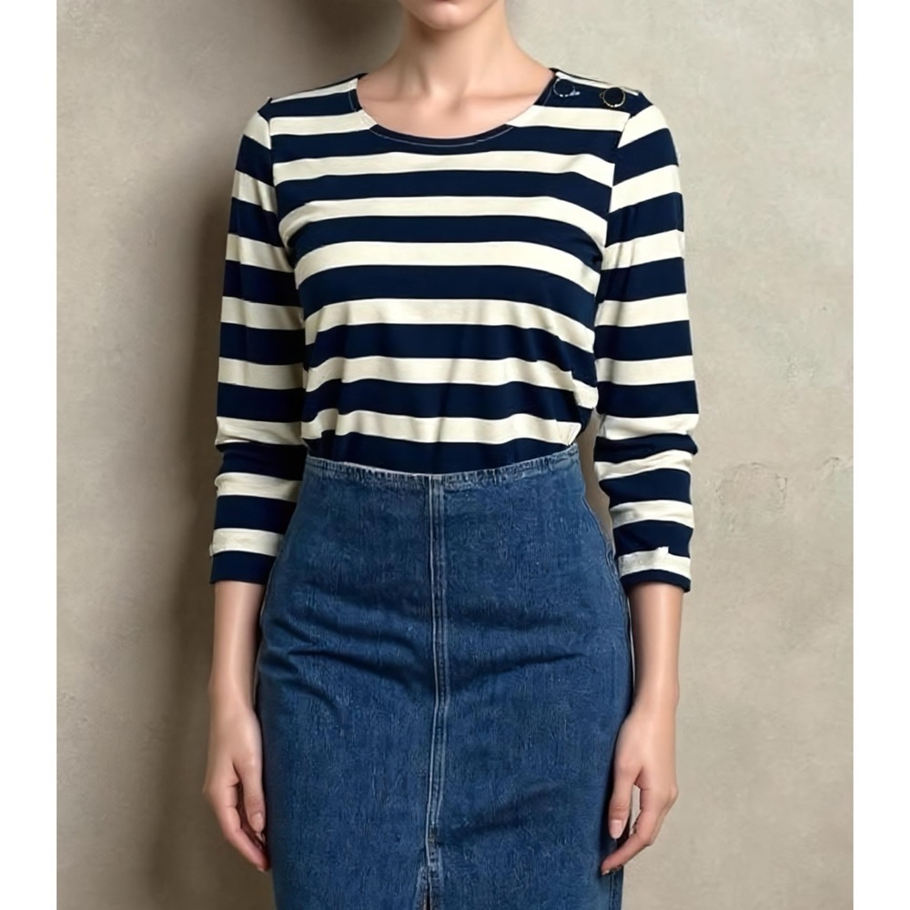 SÉZANE Colette Marinière Top, Maxi Stripes Navy/Ecru, Small